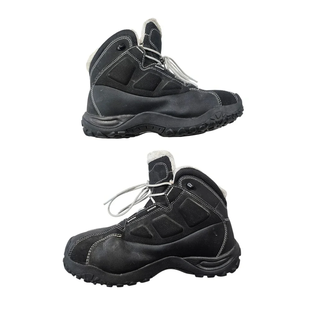 Salomon Waterproof Thinsulate Winter Snow Boots Black Faux Fur Lined Womens 9.5